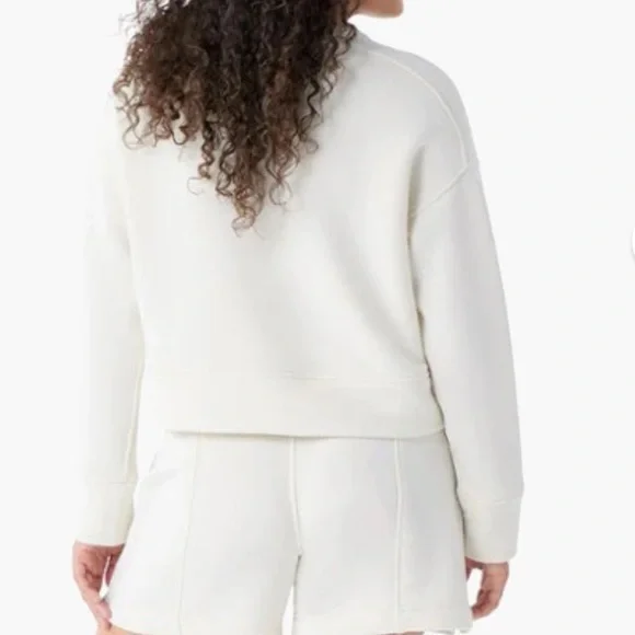 Smartwool Recycled Terry Cropped Crew Sweatshirt in Almond size large - Picture 2 of 9